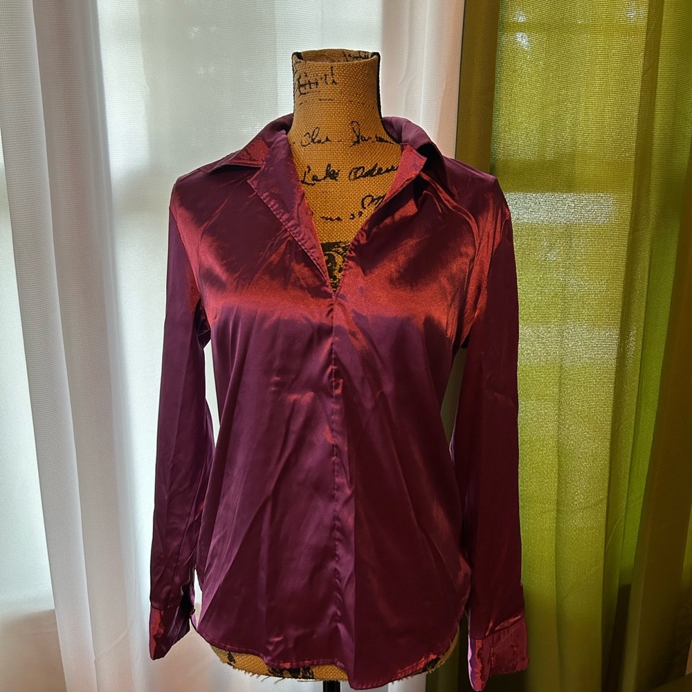 Express Satiny Shiny Purplish Pink Blouse